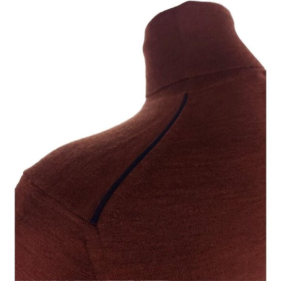 Lanvin Wool Turtleneck Knit Sweater Size XL Slim Mens Burgundy - Picture 7 of 16